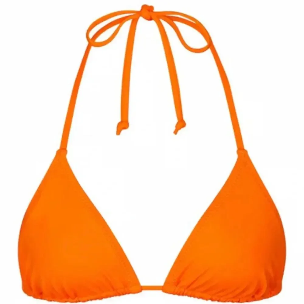 Nwt SKIMS Signature Swim Triangle Bikini Top Tangerine Size S